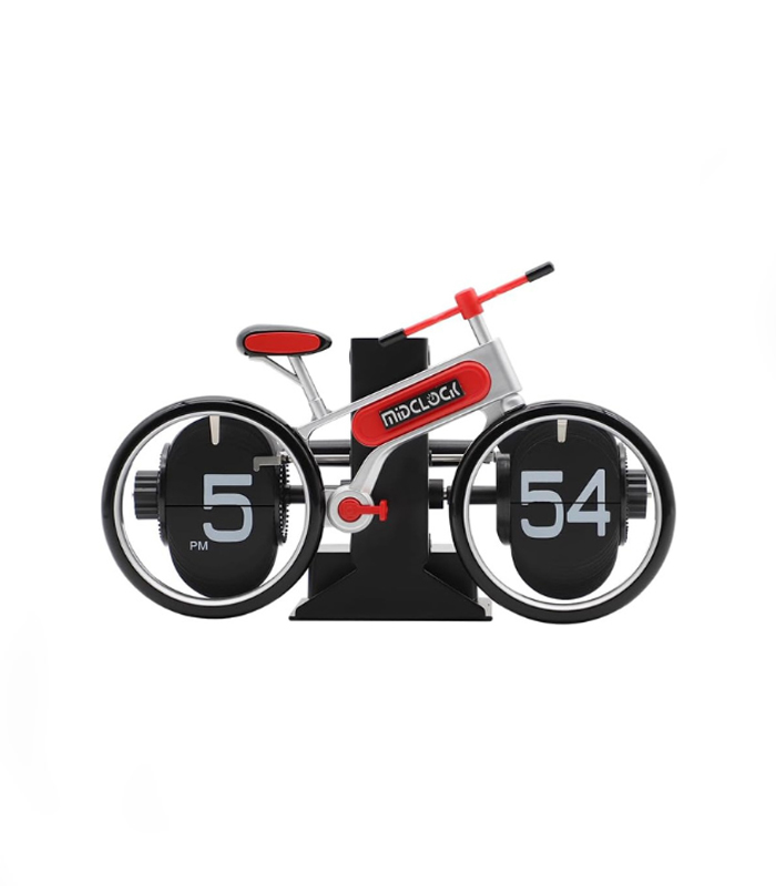 MidClock HY-F117 Unique Bicycle Vintage Flip Desk Clock – White + Red Color 22